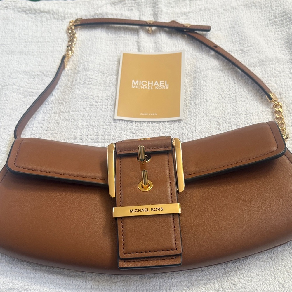 Michael Kors Tan Leather Shoulder Bag with Gold Accents